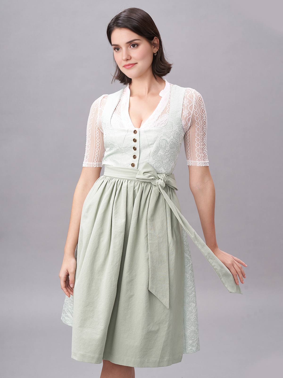 Dirndl aus Leder in Grün