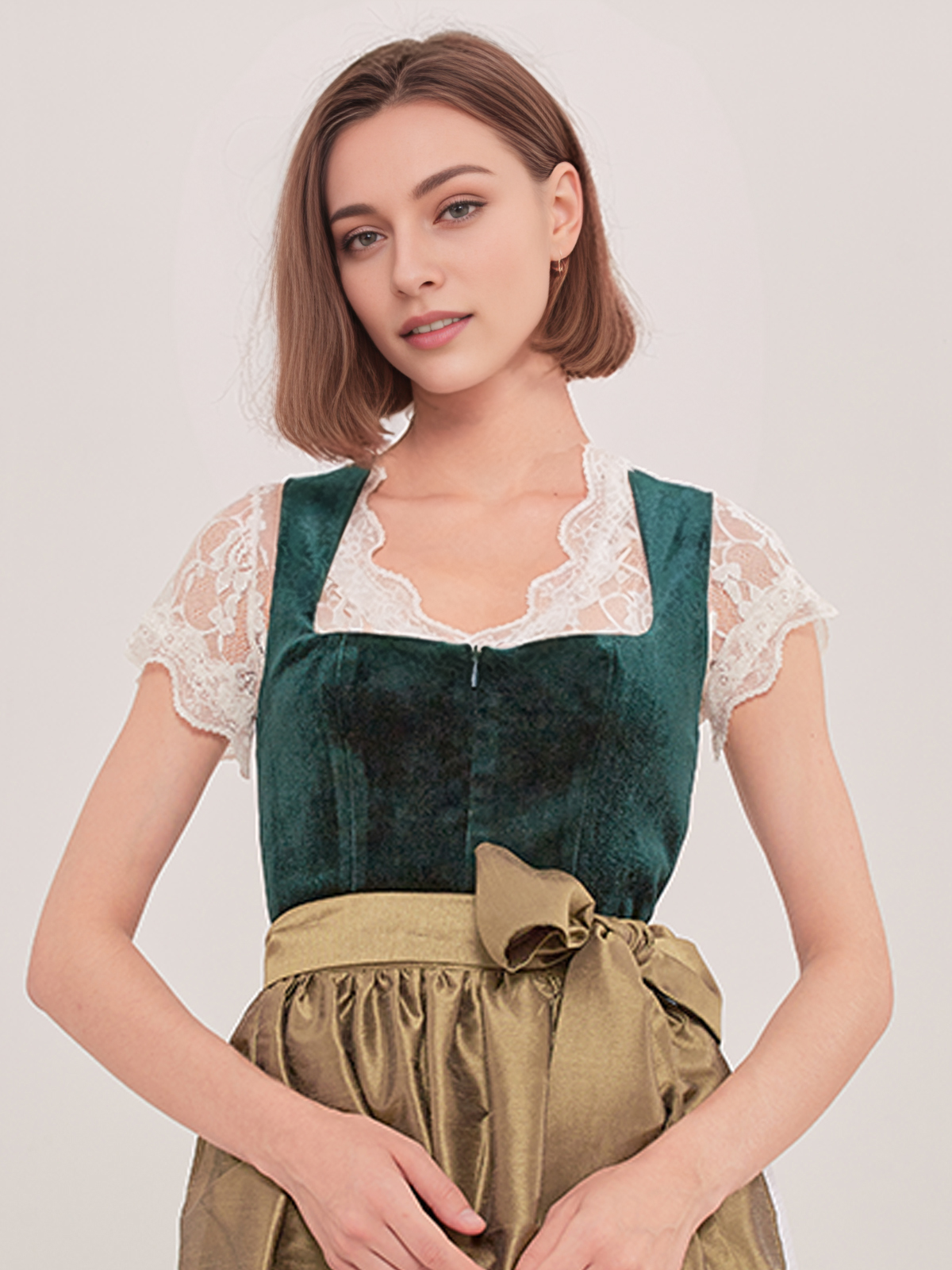 Elegantes Midi Dirndl in Grün