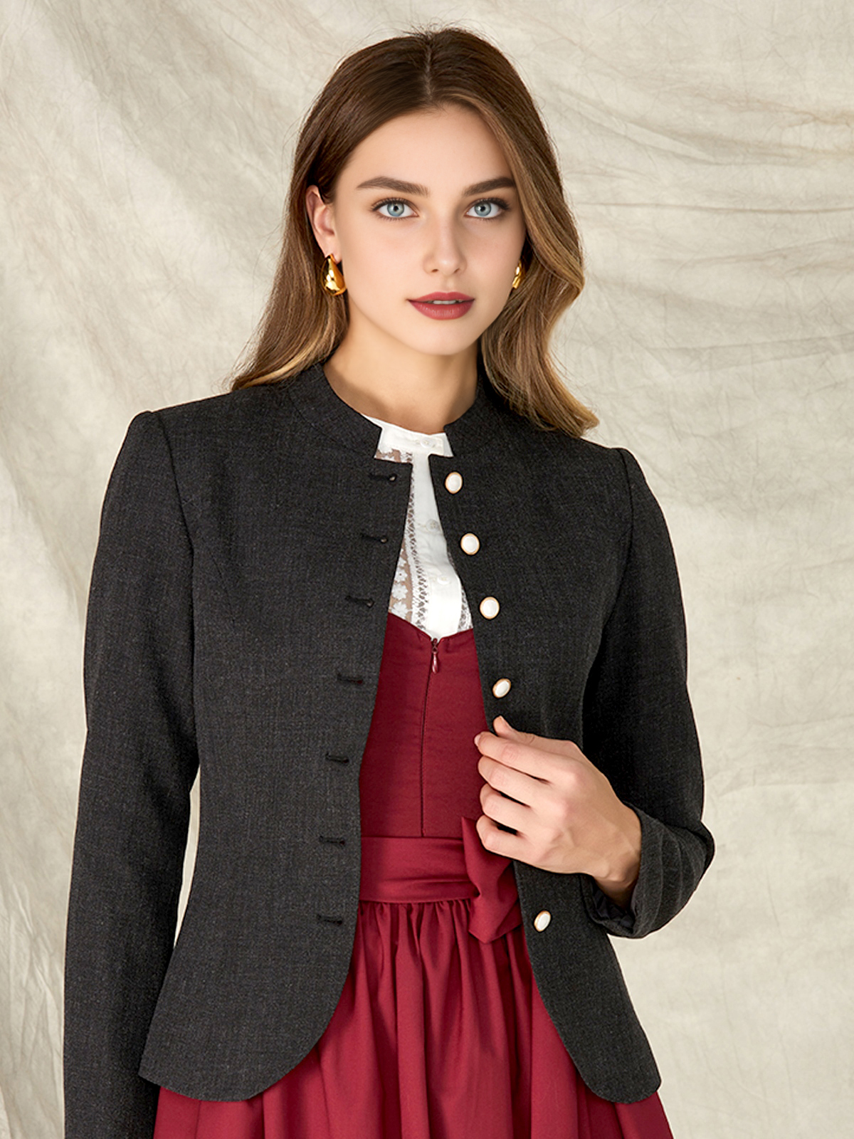 Dirndl Schwarz Grau mit stilvoller Jacke