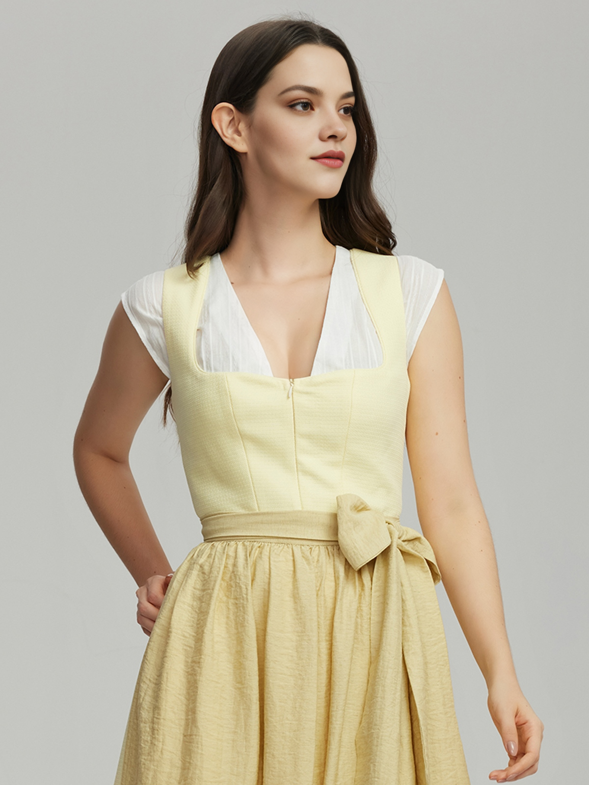 Dirndlbluse beige Spitze in Gelb
