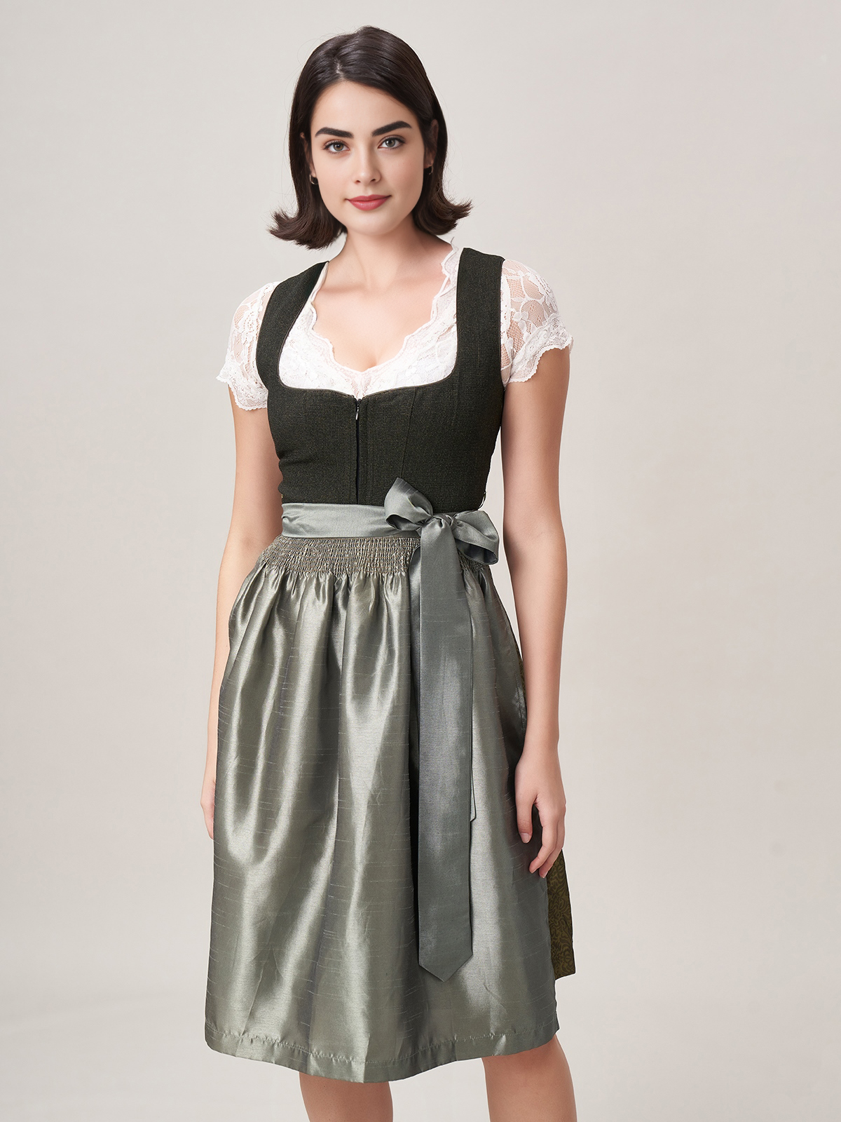 Modernes Dirndl in Grün – perfekt für Frauen mit großer Oberweite
