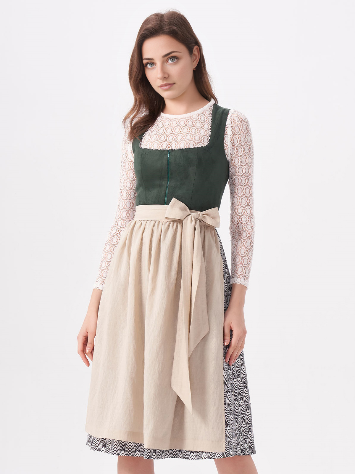 Dirndl in Grün mit Pepita-Muster